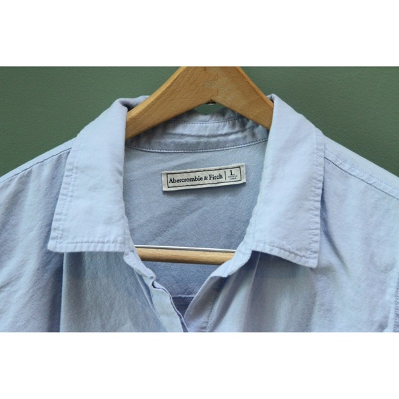 Abercrombie & Fitch Blue Long Sleeve Button Down‎ Shirt Dress Women's Size L - Picture 2 of 5